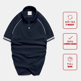 Áo thun polo nam HUSSIO phối viền tay và vai trẻ trung