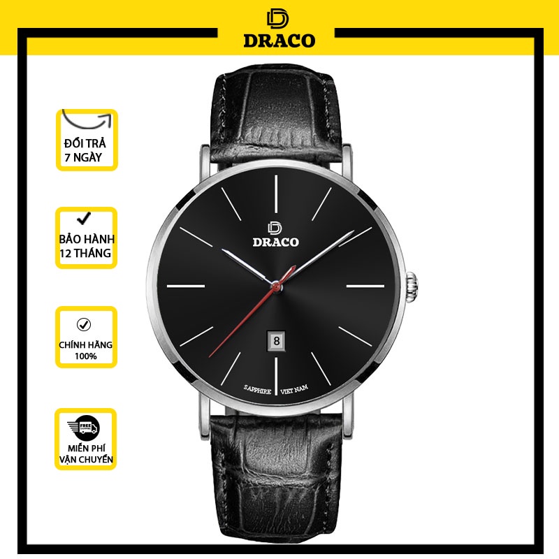 Đồng Hồ Nam Thời Trang Đẳng Cấp DRACO D21-ST02 “Classic Boy” ĐEN DÂY DA ĐEN