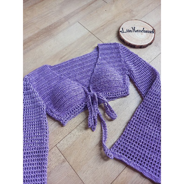 Áo tay dài, ống tay leo, cột dây ngực xinh xắn Handmade