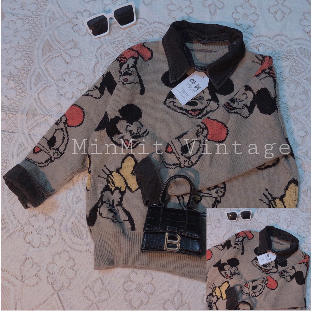 Áo len mix cổ chuột mickey siêu đáng yêu hàng tuyển loại 1