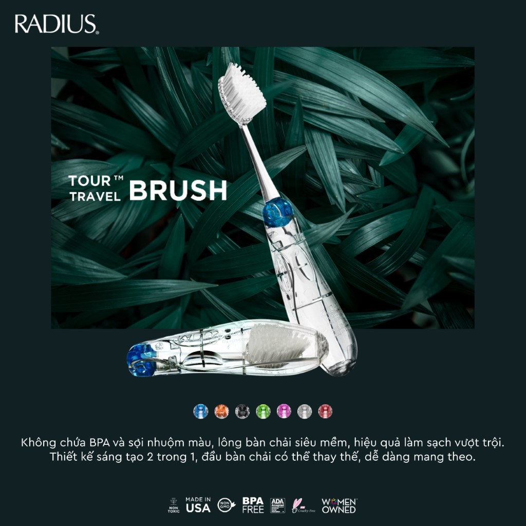 Bàn Chải Siêu Mềm 2 trong 1 RADIUS TOUR TRAVEL BRUSH