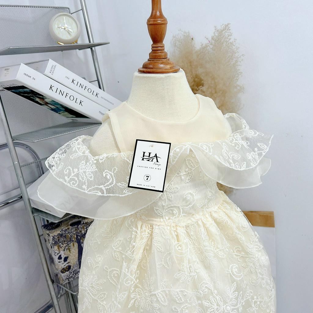 Váy đầm công chúa trẻ em mùa hè cho bé gái chất liệu ren màu trắng từ 10-16kg