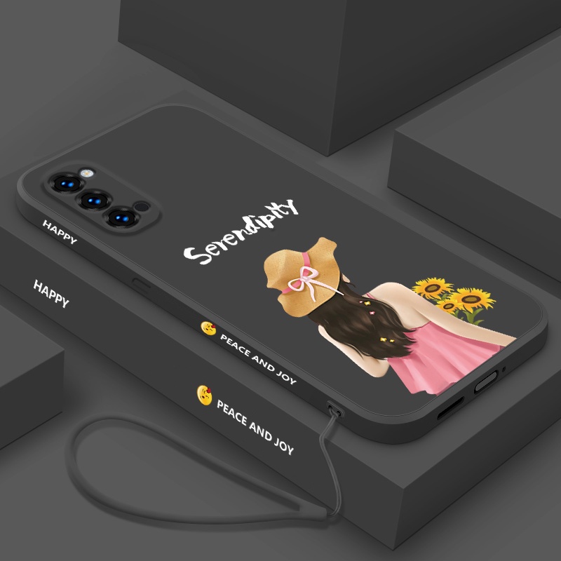 Ốp Điện Thoại Silicon In Hình Nhân Vật Hoạt Hình Có Dây Đeo Cho oppo reno 4 reno 5 reno 3