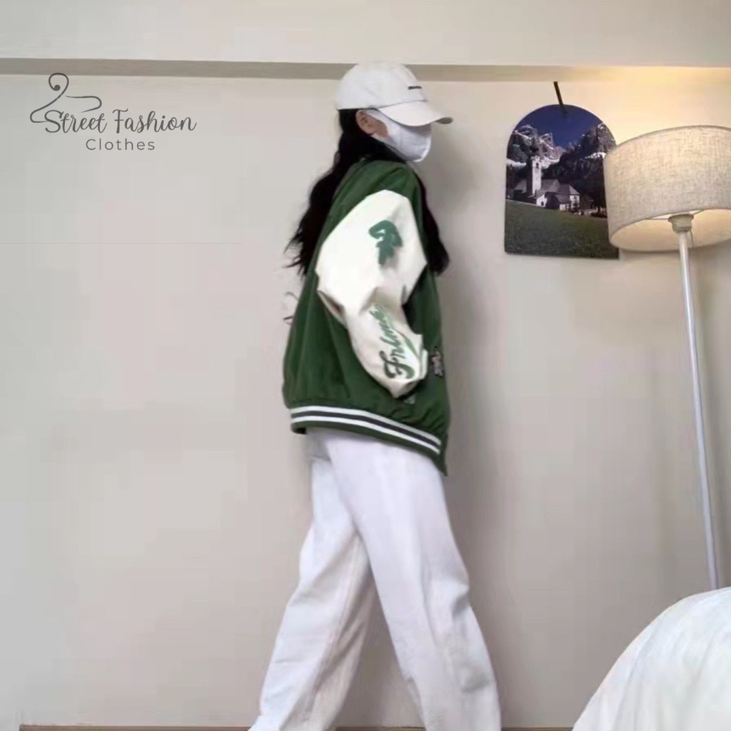Áo khoác bóng chày varsity jacket phong cách Retro Âu Mỹ thời trang thu đông cá tính, năng động