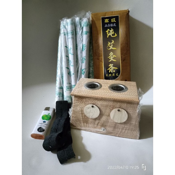 Bộ hộp ngải cứu trúc cao cấp 2 lỗ + Hộp 10 điếu nhang ngải cứu .Dùng hơ điếu ngải cứu, nhang ngải.