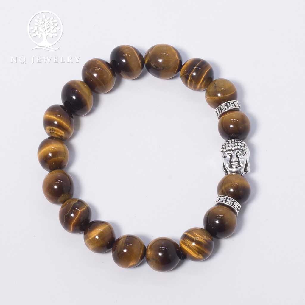 Vòng đá thiên nhiên phối charm phật bạc - NQ Jewelry