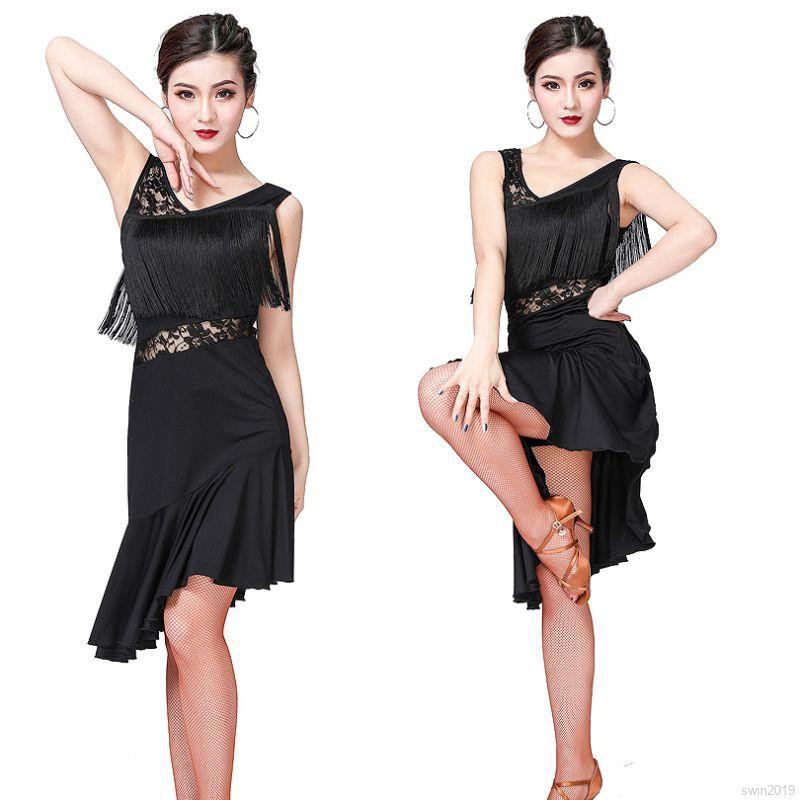 Đầm khiêu vũ phối ren cổ chữ V thời trang cho nữ