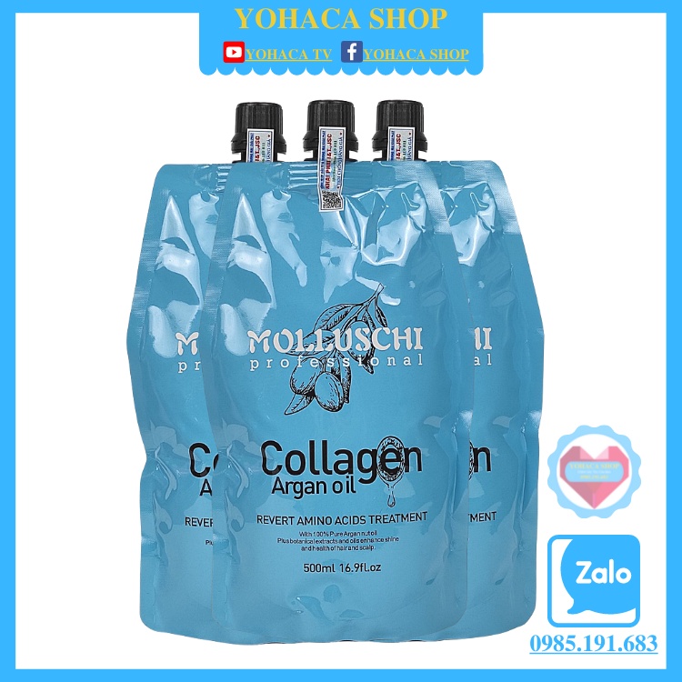 [Tặng Mũ] Kem ủ tóc, Hấp tóc, ủ tóc lạnh Molluschi Collagen Siêu Mượt 500ML