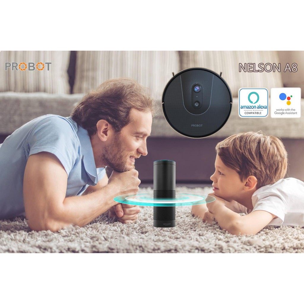 Probot Nelson A8, Robot hút bụi lau nhà AI PanoView WiFi, Alexa