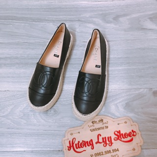 Giày slipon chanel đế cói