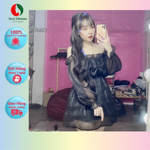 Đầm trễ vai dáng xinh siêu hot về duy nhất màu trắng đen be chất tơ mềm cực đẹp