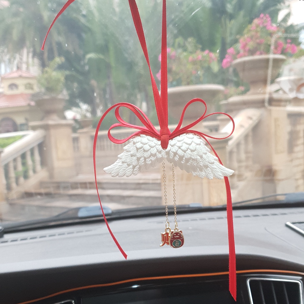 Khánh treo trang trí gương hậu ô tô cánh thiên thần phiên bản đặc biệt chào mừng năm mới tài phúc đầy nhà