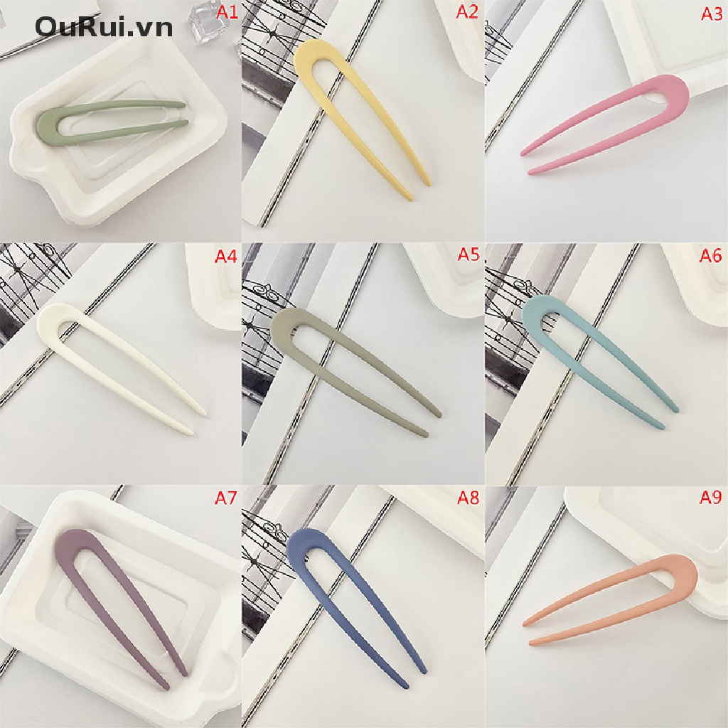 1 Kẹp Tóc Nhựa Hình Chữ U Màu Trơn Đơn Giản Thời Trang Cho Nữ
