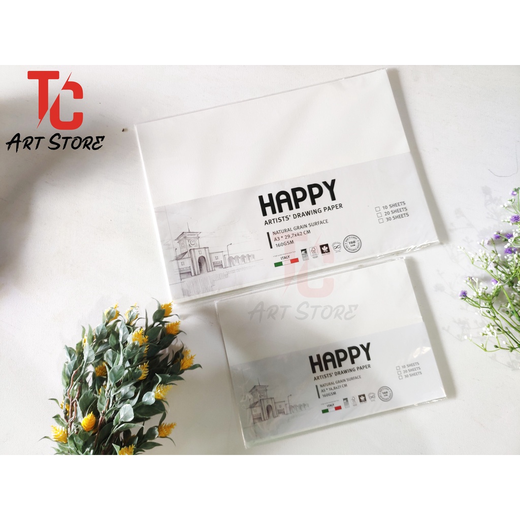 Giấy vẽ chì Happy Drawing dùng cho phác thảo 120/160/200gsm - Xấp 10 tờ