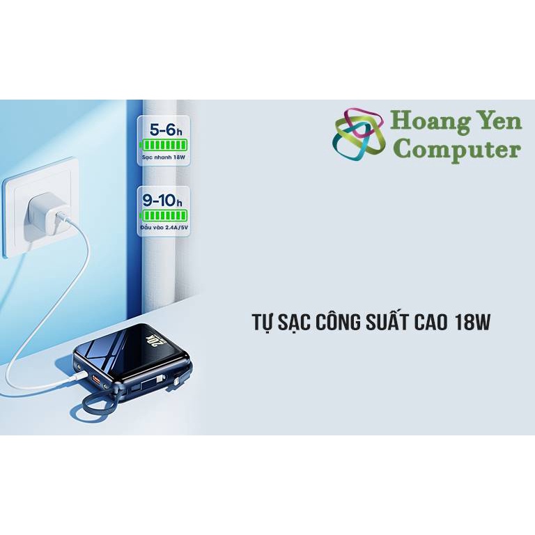 Sạc Dự Phòng Remax RPP-51 20000Mah (Sạc Nhanh QC3.0, VOOC 2.0  PD 20W), Tích Hợp Cáp Sạc - BH 1 Năm - Hoàng Yến Computer