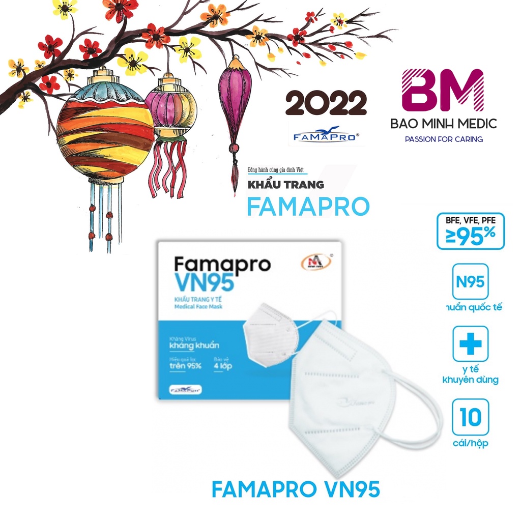 Khẩu trang y tế 4 lớp Famapro VN95 (10 cái/hộp) - VN95
