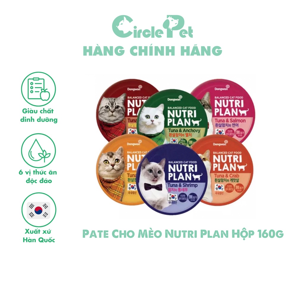Pate Cho Mèo Nutri Plan Giàu Chất Dinh Dưỡng Thơm Ngon Bổ Dưỡng Nhiều Vị Hộp 160g - Circle Pet