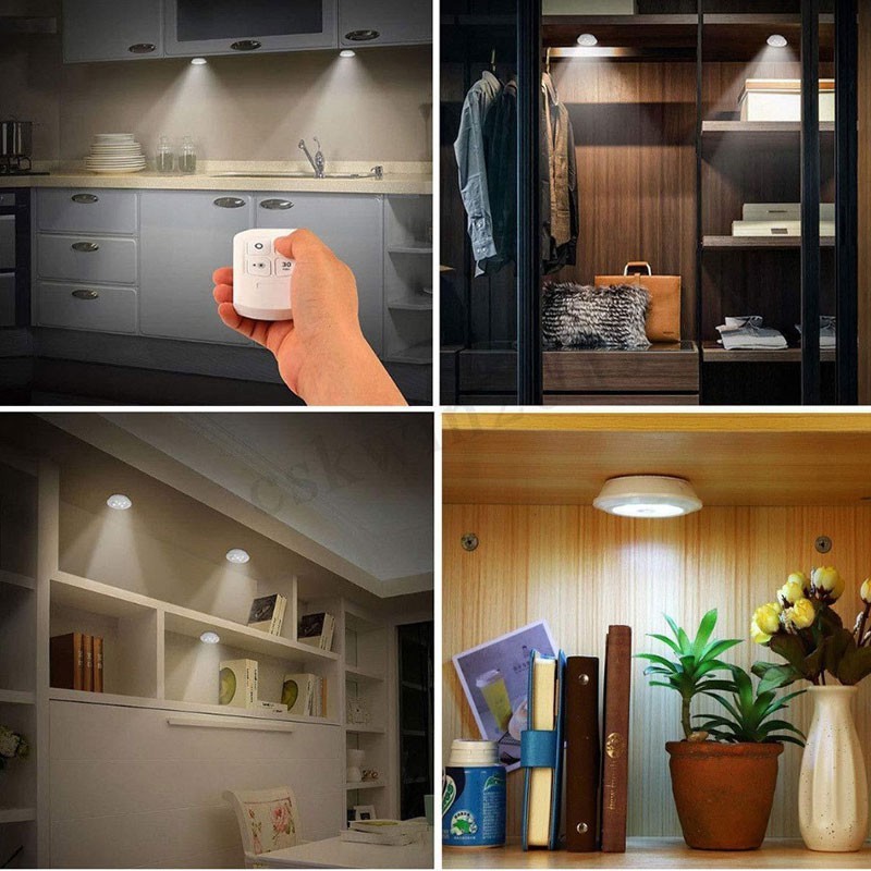 Bộ 3 Đèn Led Mini Dán Tường Điều Khiển Từ Xa