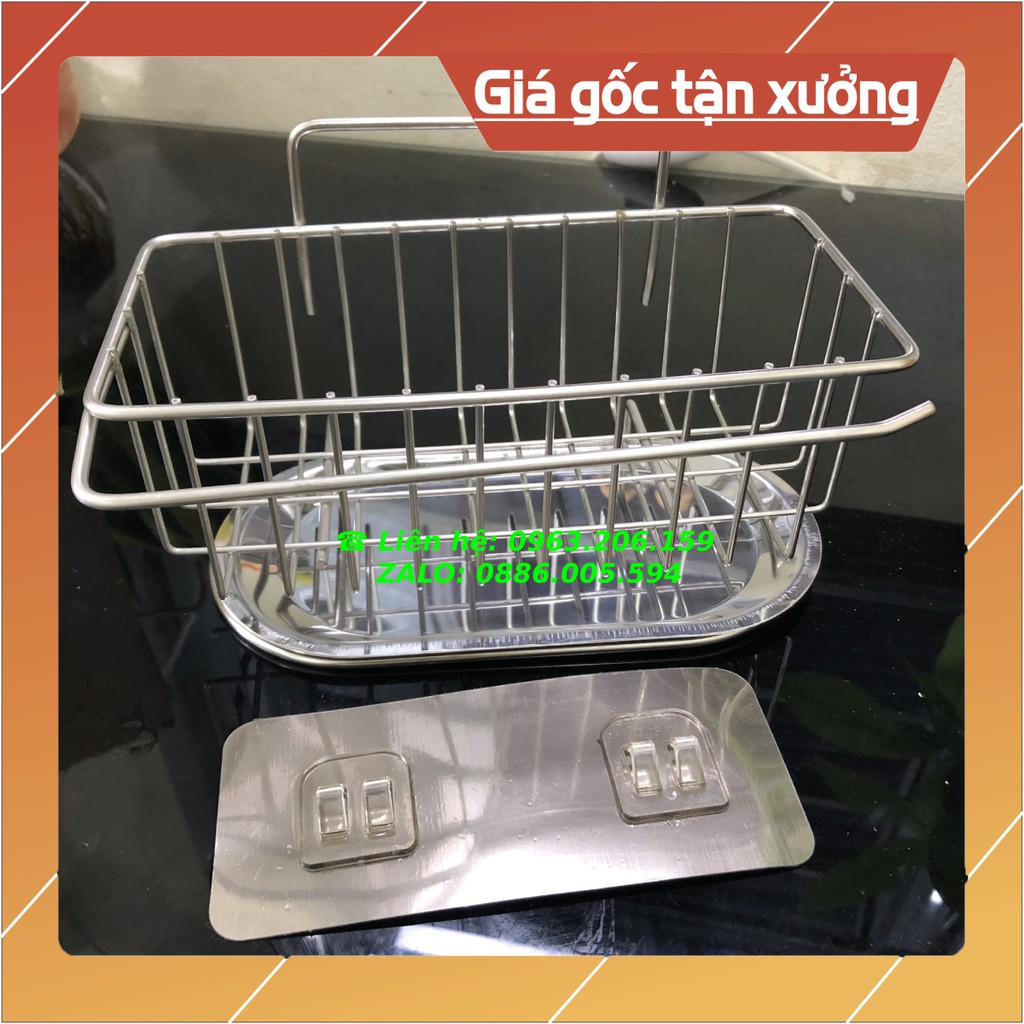 Khay hứng giẻ rửa bát, Giỏ đựng rẻ rửa bát, Kèm miếng dán dính tường và có khay hứng nước