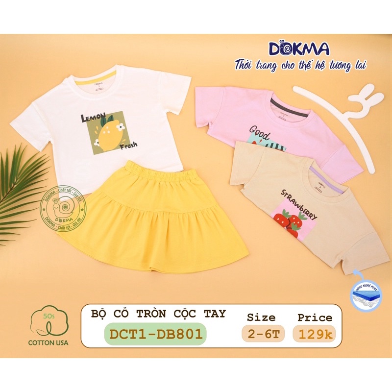 Bộ cổ tròn váy xoè sợi tre Dokma siêu mát