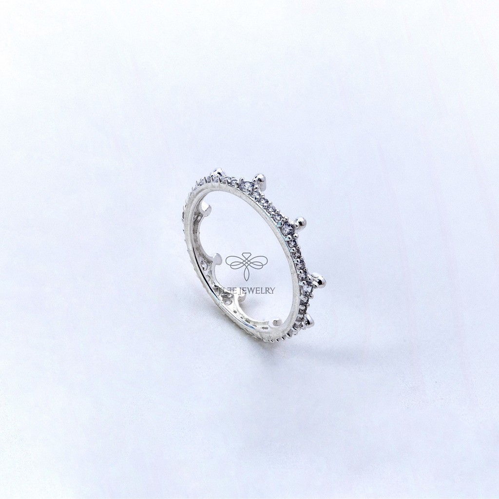 Nhẫn bạc nữ TLEE CROWN nạm đá sang trọng TleeJewelry A0161