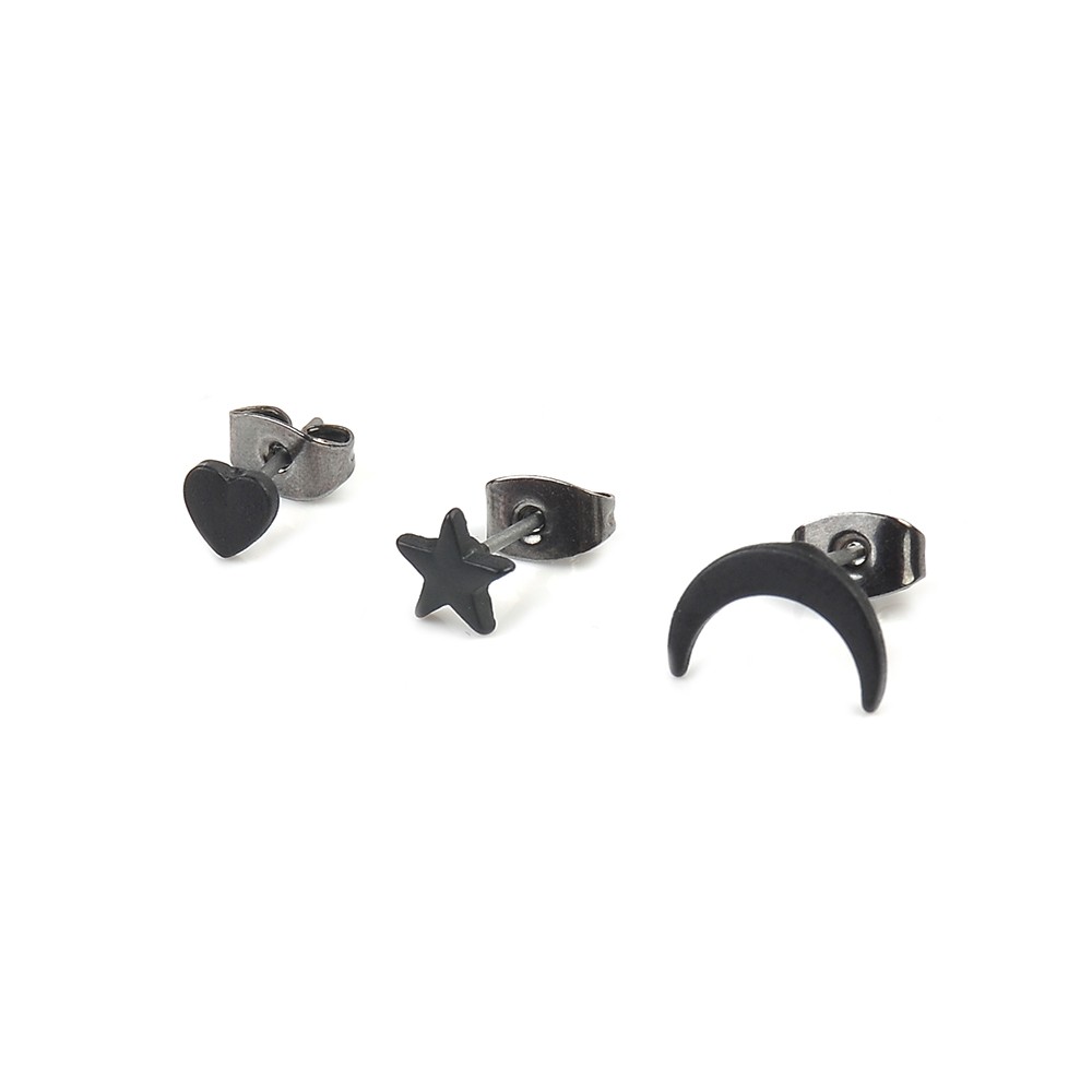 oos-【COD】Set 3 Khuyên Tai Mạ Bạc Nhiều Kiểu Dáng Dễ Thương