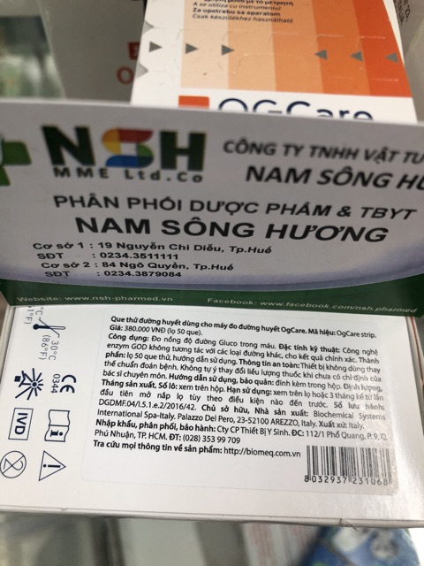 DATE MỚI NHẤT QUE TEST THỬ ĐƯỜNG HUYẾT TIỂU ĐƯỜNG OGCARE OG CARE 50 25 QUE/HỘP