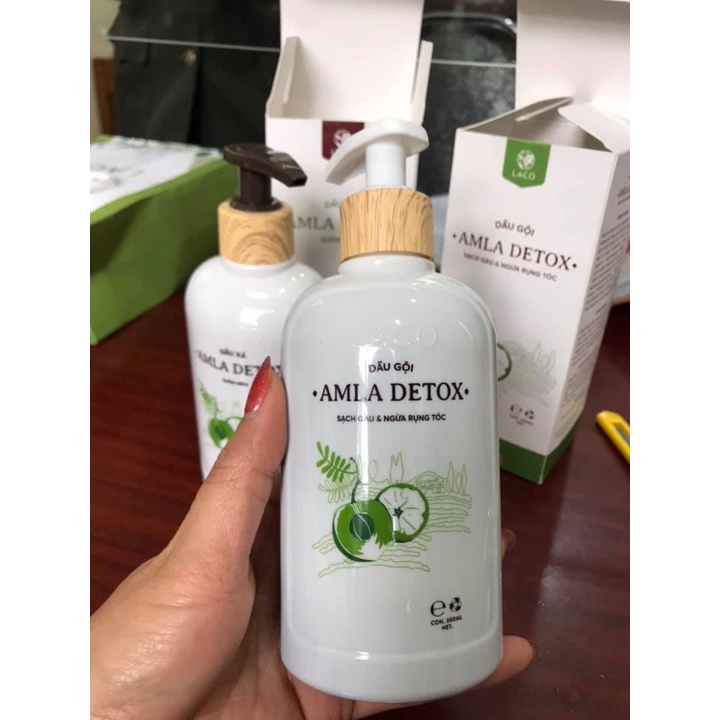 Gói Sữa tắm Laco 5ml và Bộ dầu gội dầu xả Laco Amla Detox 300ml ngăn rụng tóc, cho mái tóc óng mượt chắc khỏe