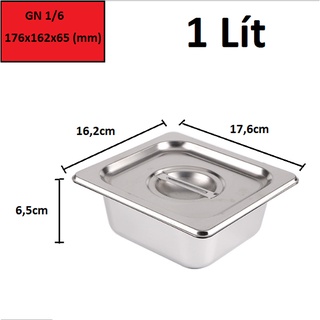 Khay inox đựng thạch topping đựng thực phẩm vuông gn 1/6