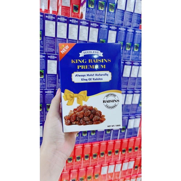 Nho đỏ mỹ sấy khô Premium hộp 100gr - Nho khô không hạt cao cấp loại ngon