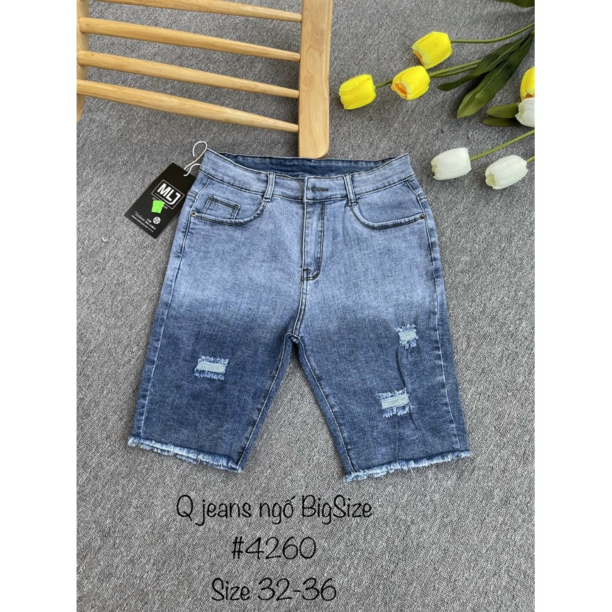 [Bigsize] Quần Jean Lửng Gối Nữ Hàng Co Giãn Mạnh Kiểu Rách Phối Màu