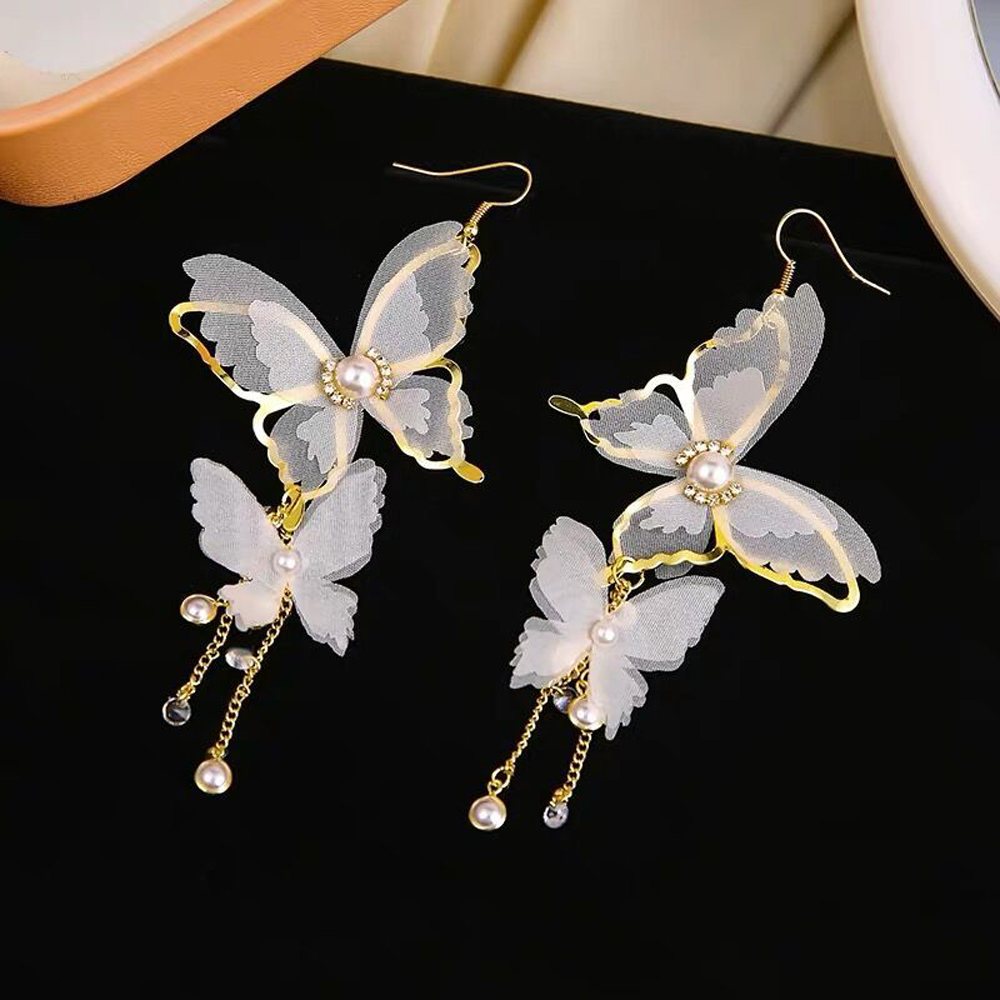 Khuyên Tai Nữ Trang Dáng Dài Tạo Hình Con Bướm