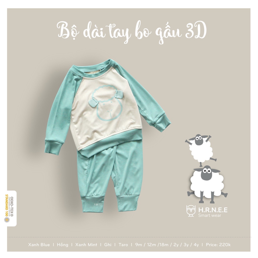 Bộ dài tay bo gấu 3D Petit Hr nee