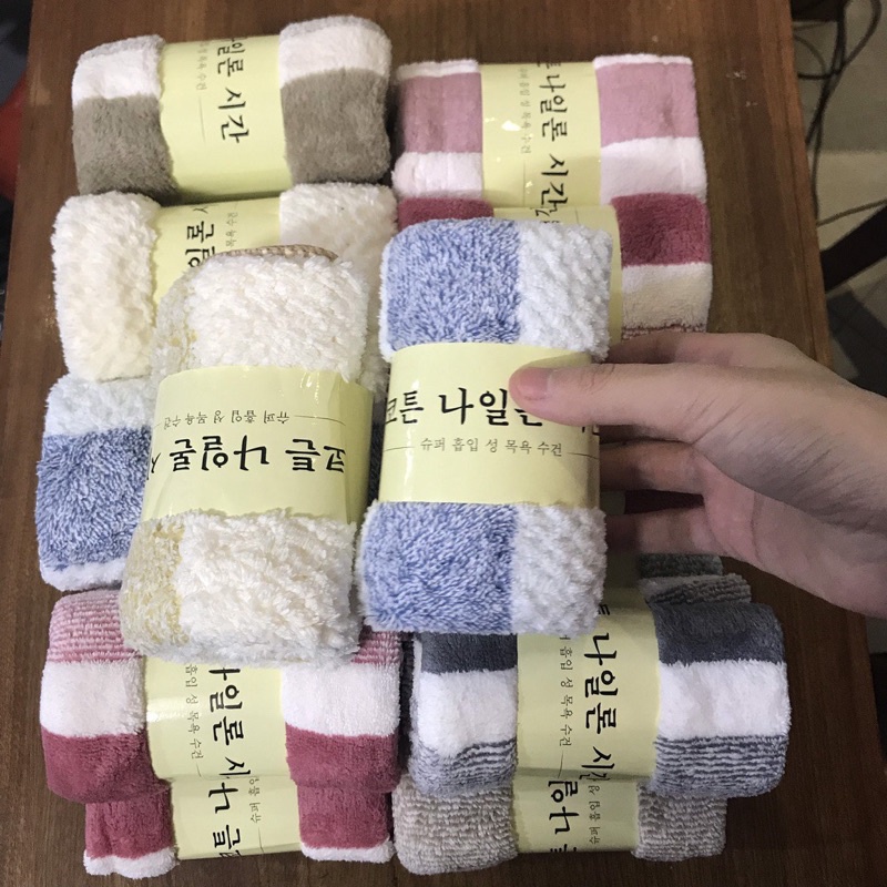 KHĂN RỬA MẶT LÔNG MỊN XUẤT HÀN KT 30-50cm