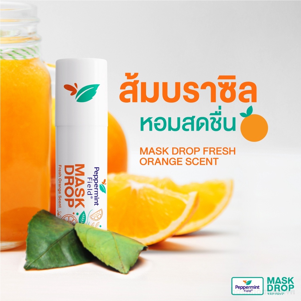 Dầu khủ mùi khẩu trang thông mũi Peppermint Field Mask Drop Fresh Orange Scent Thái Lan