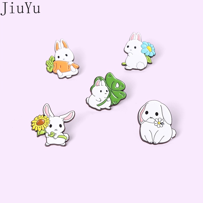Ghim Cài Áo Kim Loại Tráng Men Hình Thỏ Đen Hoạt Hình Dễ Thương Vui Nhộn Đa Ứng Dụng