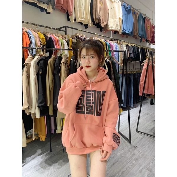 Áo nỉ hoodies mũ 2 lớp in ô vuông hot hit