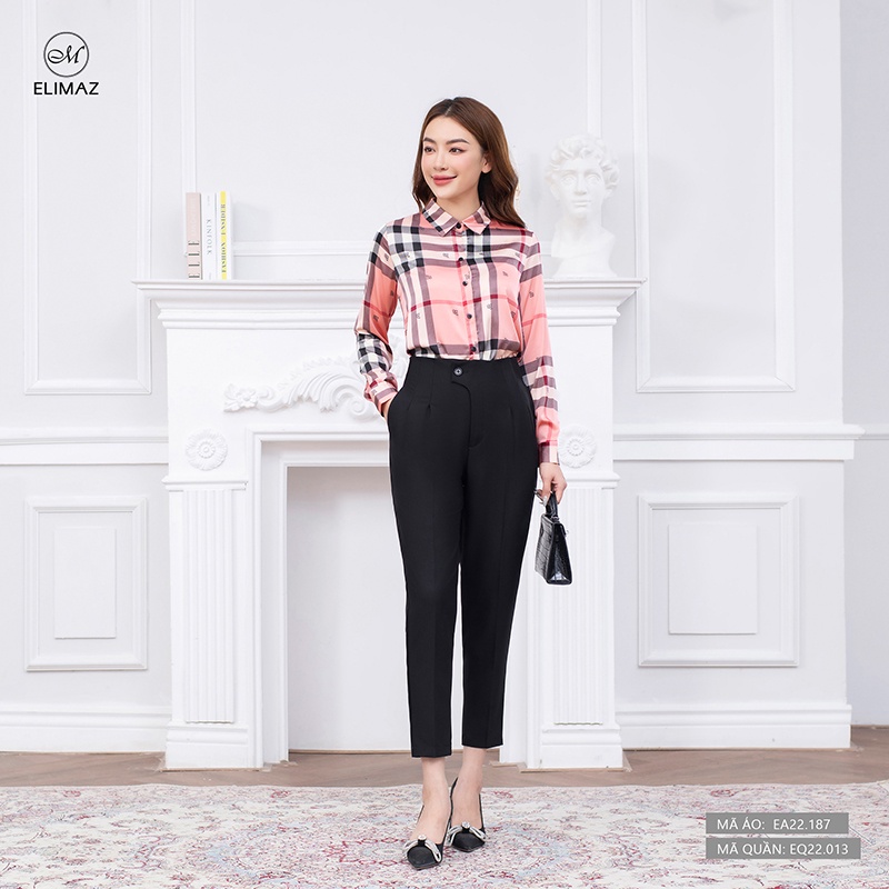 Sơ Mi Nữ [ ELIMAZ ] Áo Sơ Mi Nữ Công Sở Cổ Đức Trơn Burberry, 2 màu, EA22.187