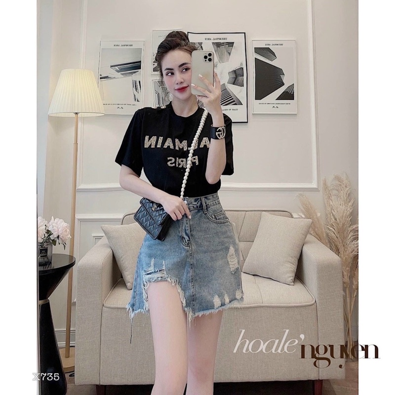 QUẦN VÁY JEANS RÁCH LƯNG CAO