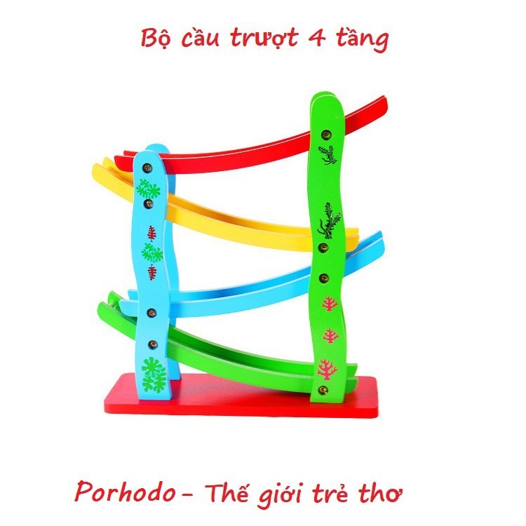 Đồ chơi gỗ cầu trượt ô tô 4 tầng cho bé yêu KB216023