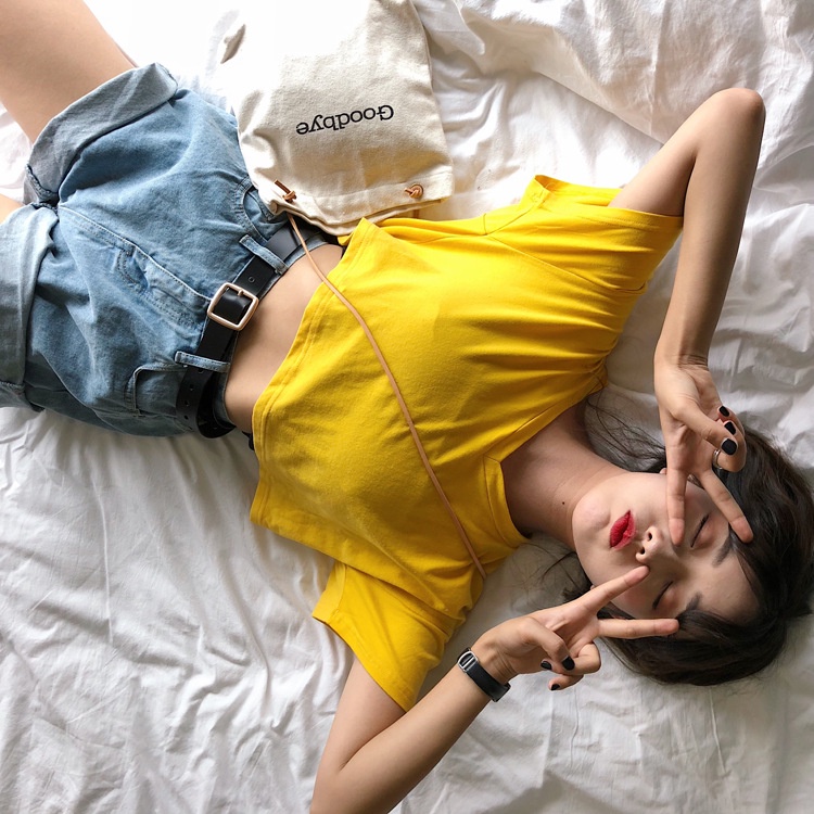 Áo croptop, áo croptop nữ cổ tim đẹp thời trang chất vải thoáng mát thoải mái  ACN003