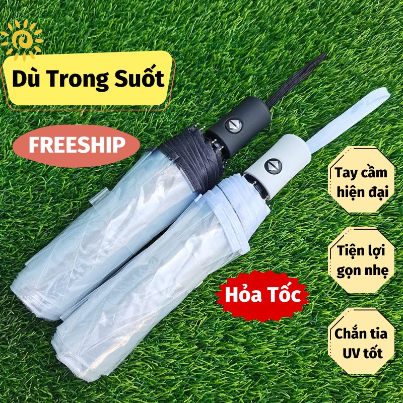 Dù Gấp Gọn Ô Che Mưa Trong Suốt Chụp Ảnh Nút Bấm Tự Động Chống Thấm Dù Che Mưa Toki