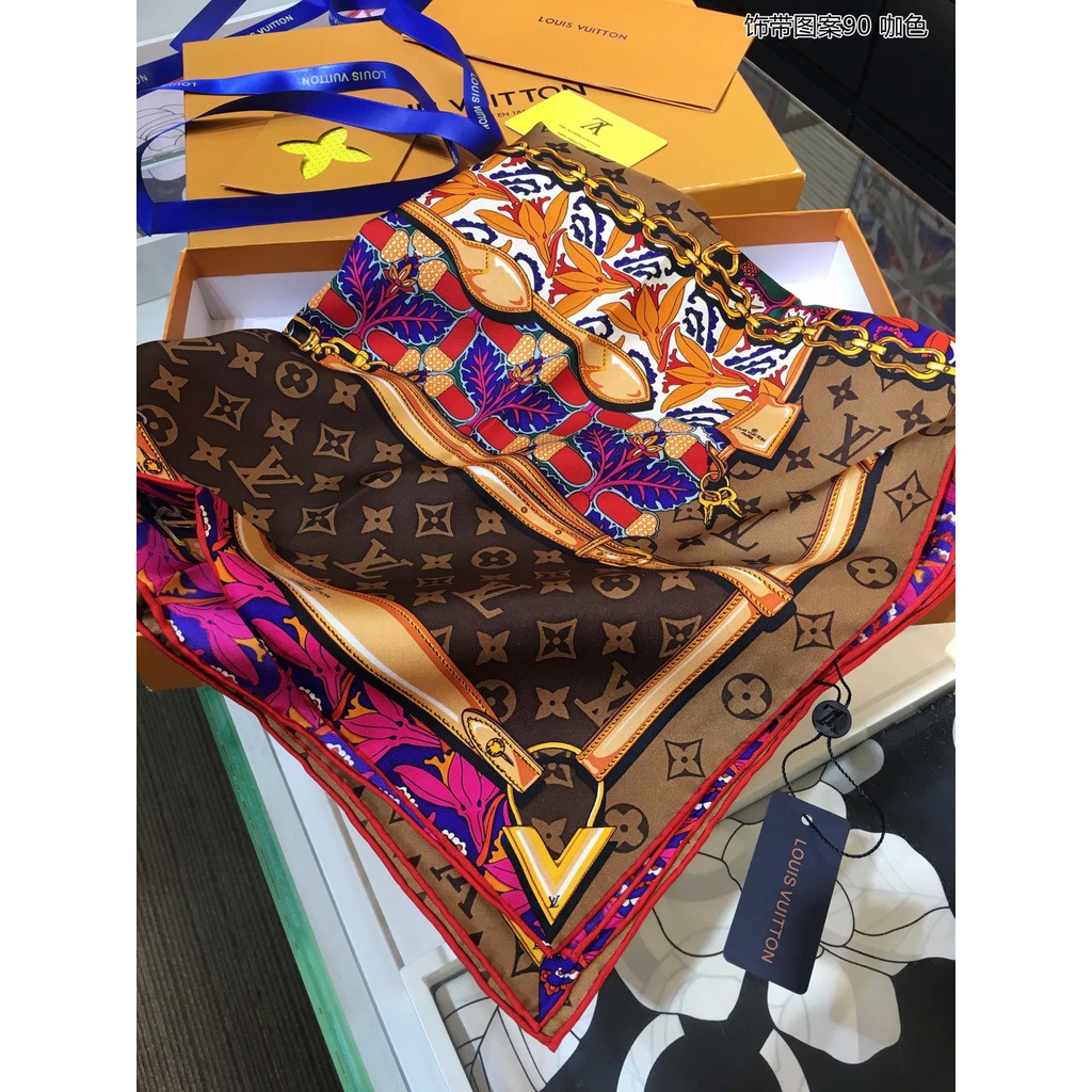 Khăn Quàng Cổ Vuông Bằng Lụa In Họa Tiết Cổ Điển Sang Trọng 2022 35.4 * 35.4 Inch