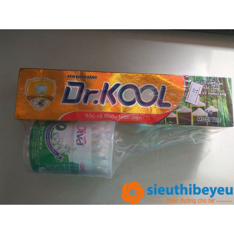 Kem đánh răng muối tre Dr Kool 150g (không tặng hộp bông tai 100 que)