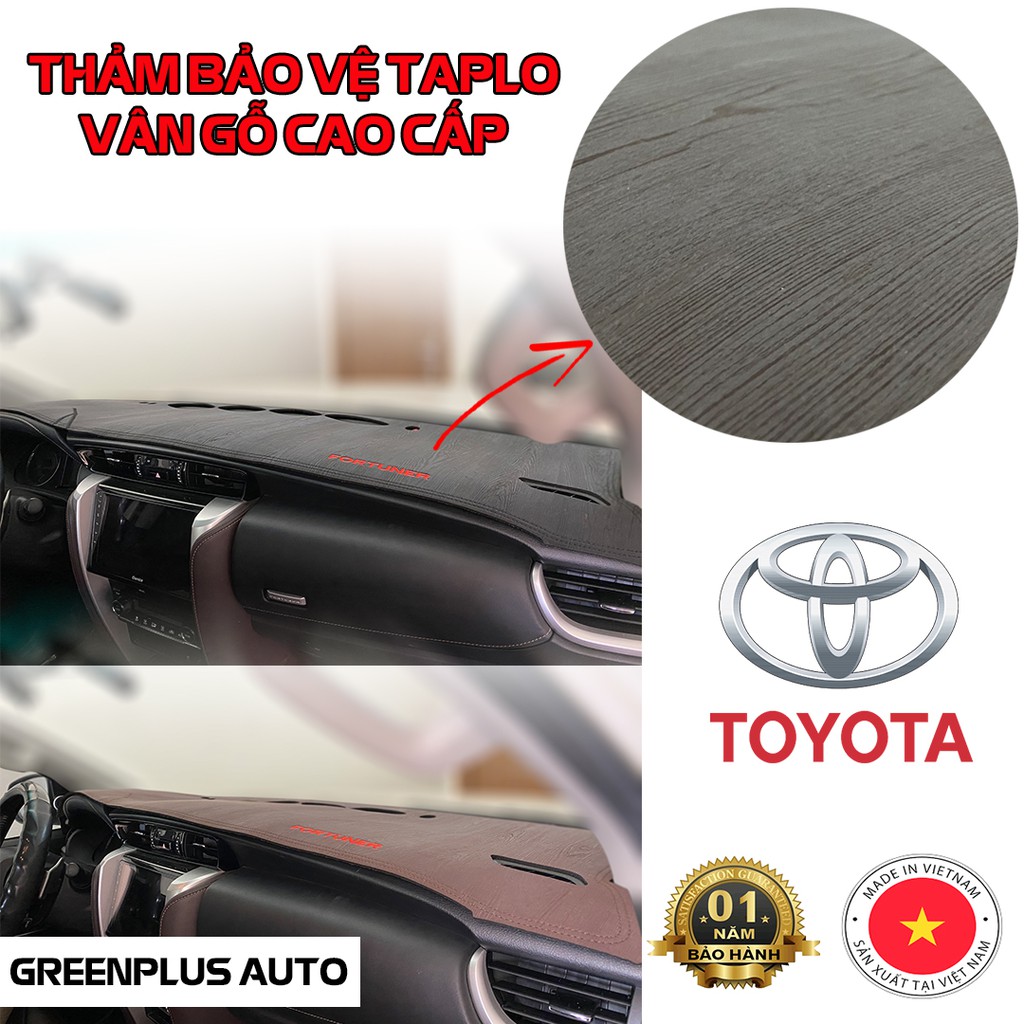 Thảm Taplo ô tô Toyota, chất liệu da, họa tiết Vân Gỗ cao cấp, bảo hành 12 tháng