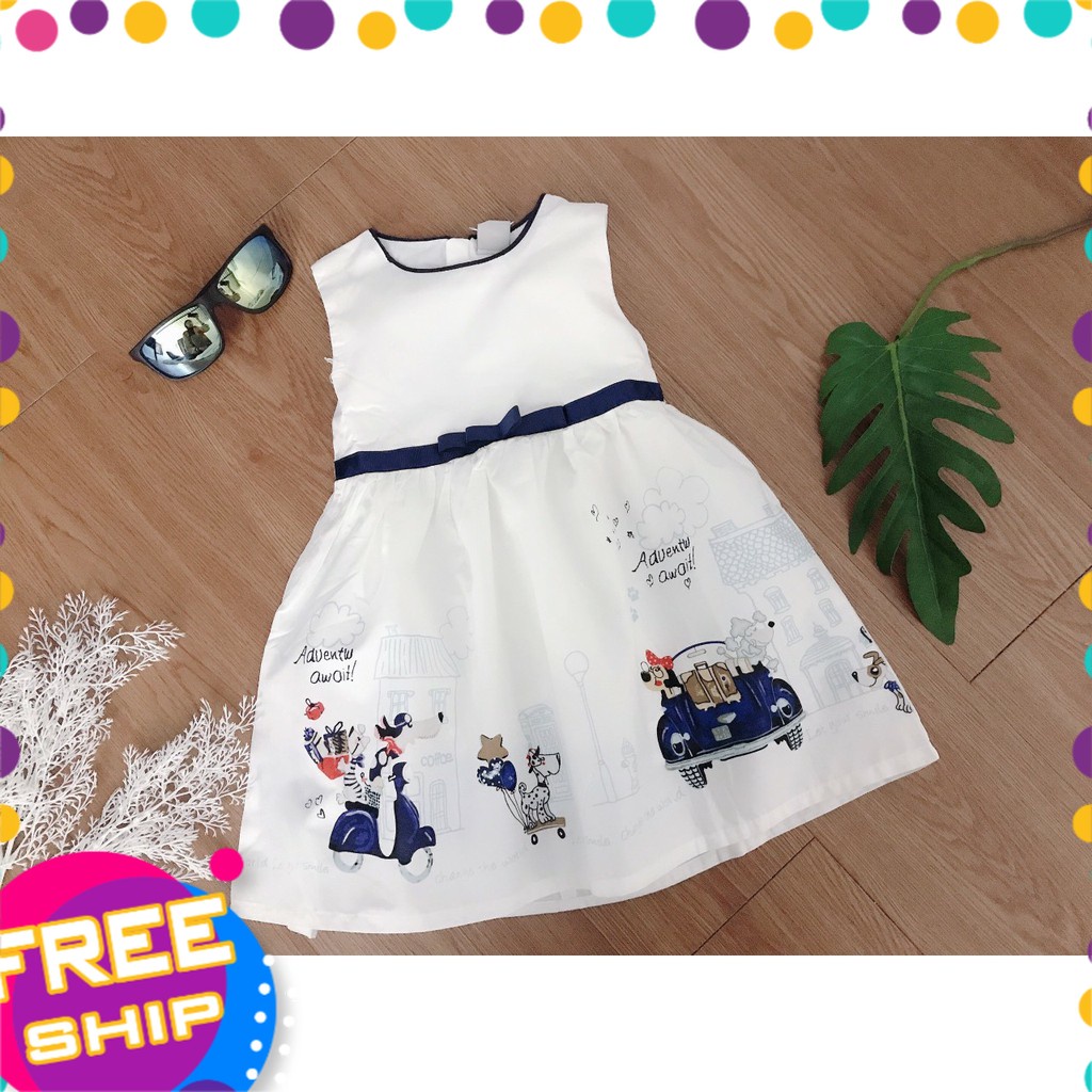 Đầm babydoll bé gái 2-8 tuổi Next in hình, Váy sát nách cho bé vải thô thoáng mát