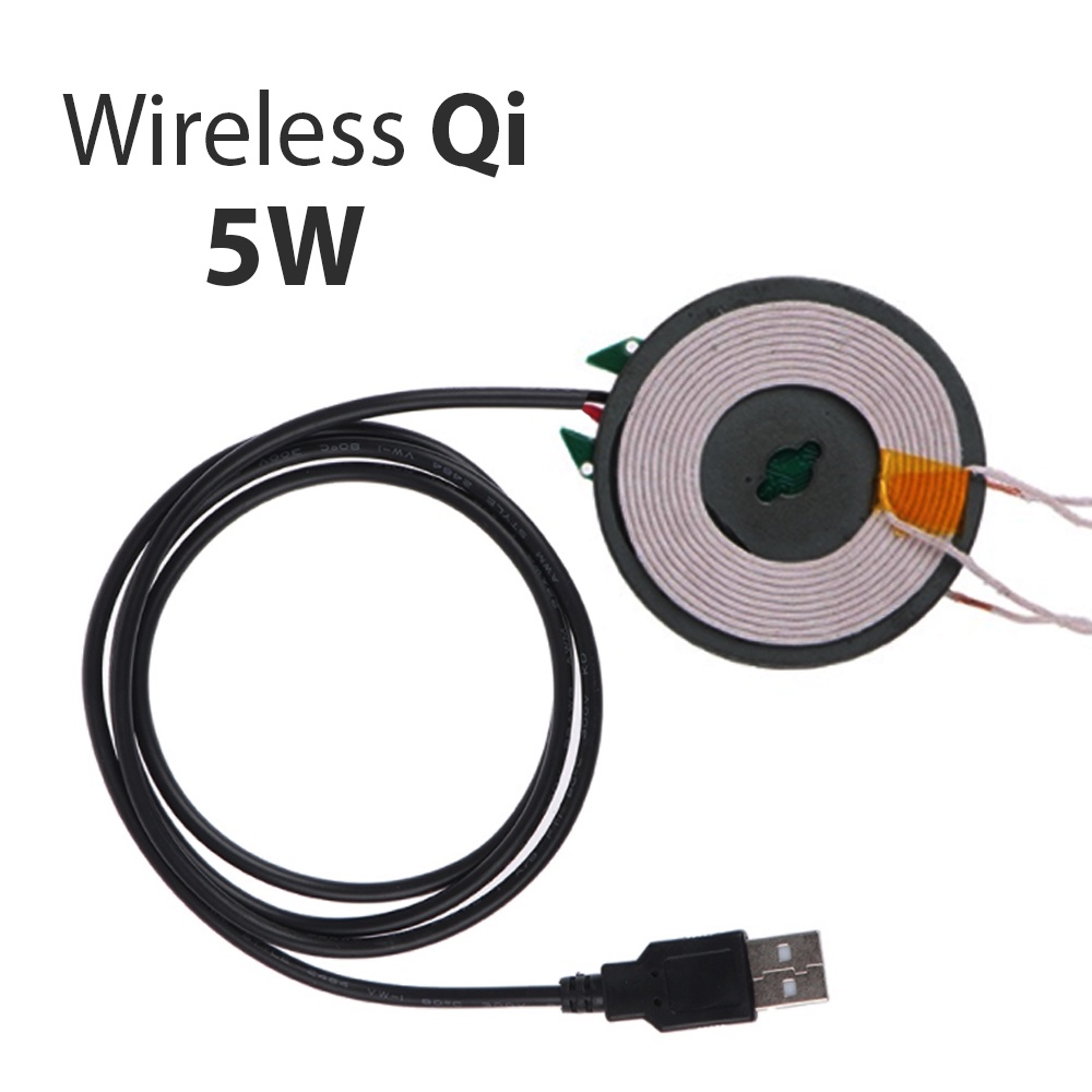 Mạch sạc điện thoại không dây Qi 5W kèm dây USB 80cm, Wireless Qi