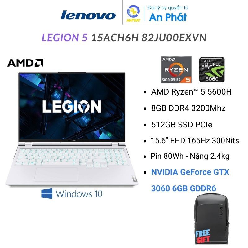 Laptop Lenovo Legion 5 15ACH6H 82JU00DGVN (Ryzen 7-5800H | 8GB | 512GB | RTX 3060 6GB | 15.6 inch FHD | Win 10 | Trắng) | BigBuy360 - bigbuy360.vn