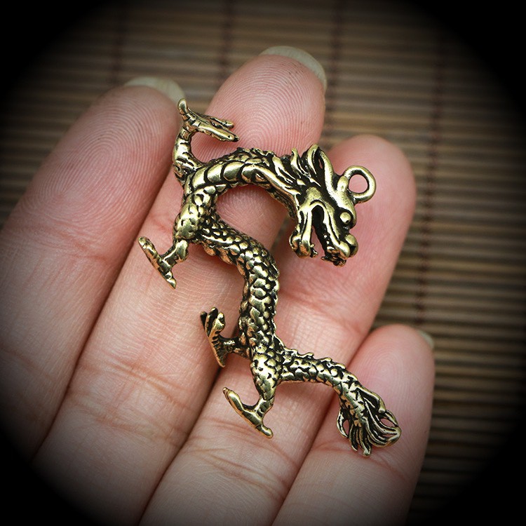 Tượng đồng mini tuổi Thìn bằng đồng thau chế tác thủ công dùng để trang trí bàn làm việc oto đem lại may mắn tài lộc