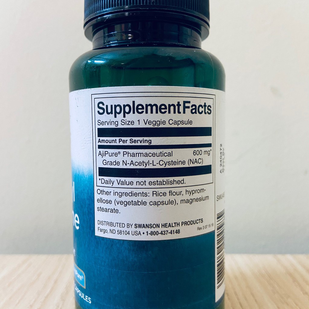 Vitamin| Bổ Gan Bổ Não Chống lão hóa làm đẹp da [600mg] 60 Viên | SWANSON N-ACETYL L-CYSTEINE - Chính Hãng | Thế Giới Skin Care